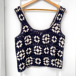 Joe Fresh black and White Crochet Crop Top